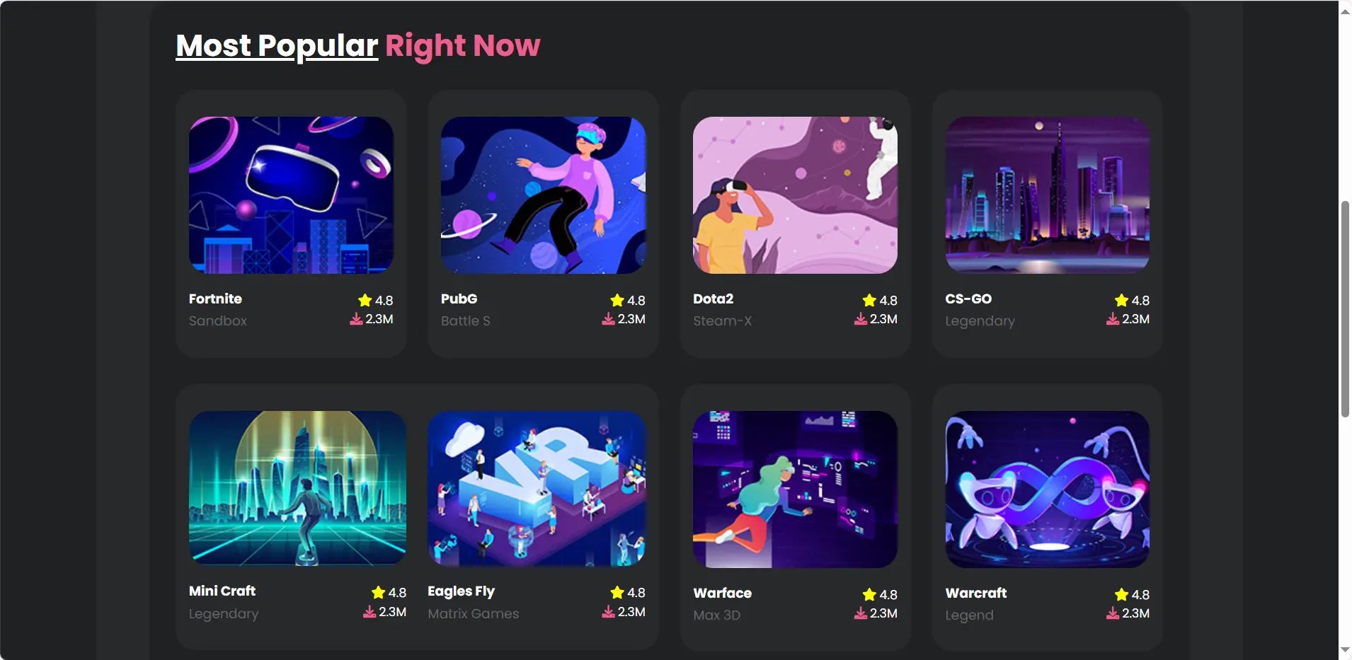热门游戏体验宣传网站源码 HTML5模板