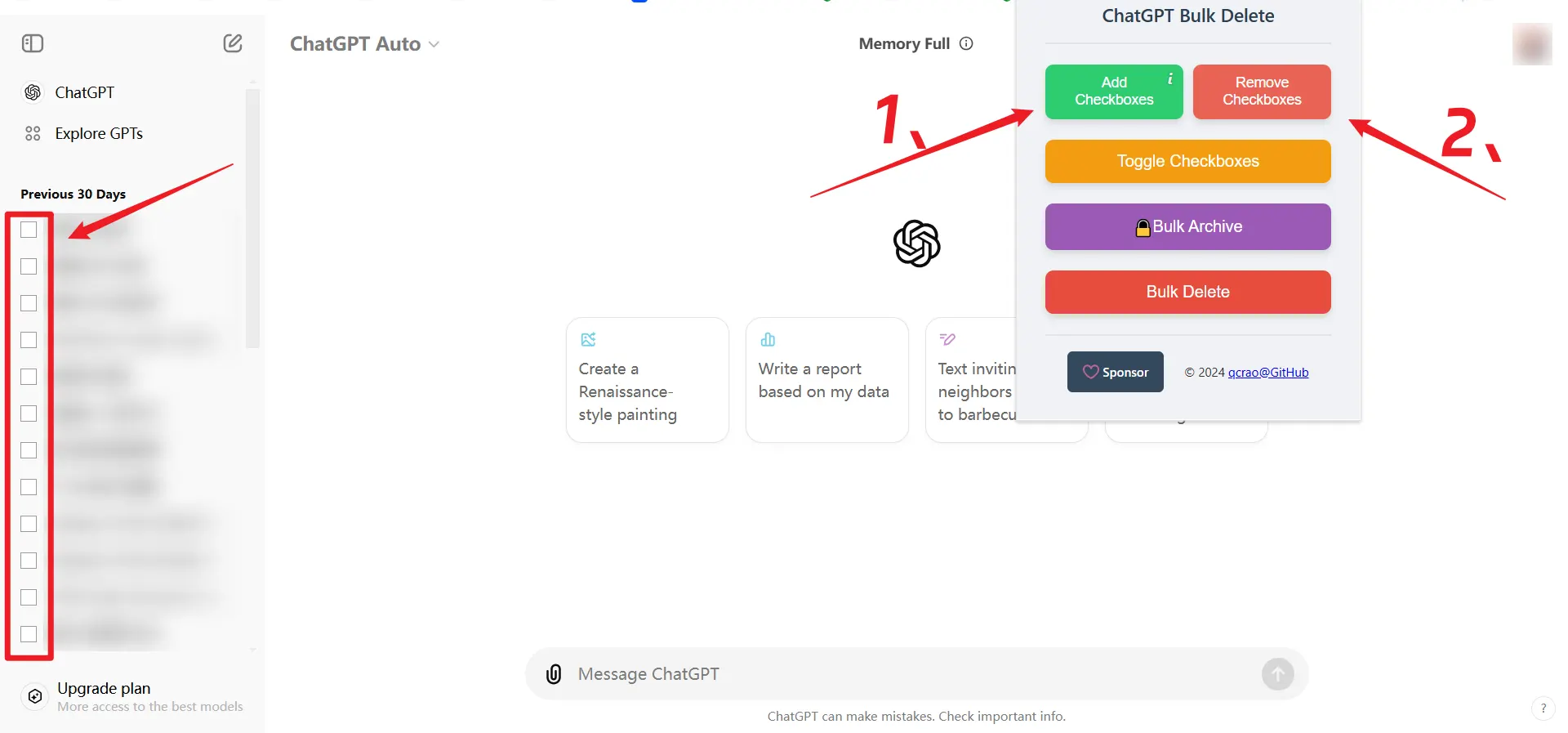 [亲测有用]批量删除CHATGPT页面上的对话